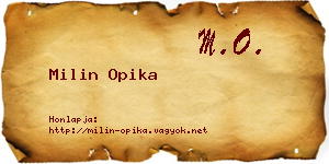 Milin Opika névjegykártya